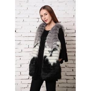 Janey Fur Vest White Black